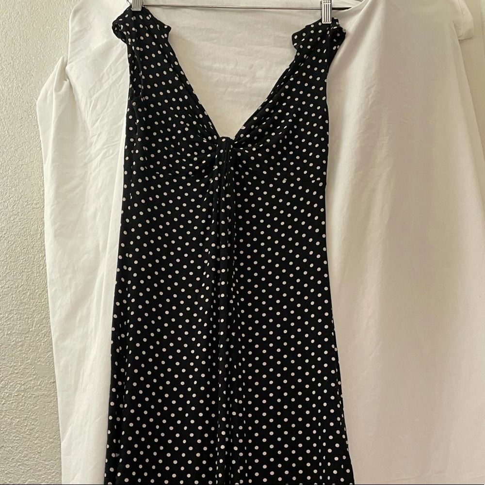 Express polka dot black v neck dress